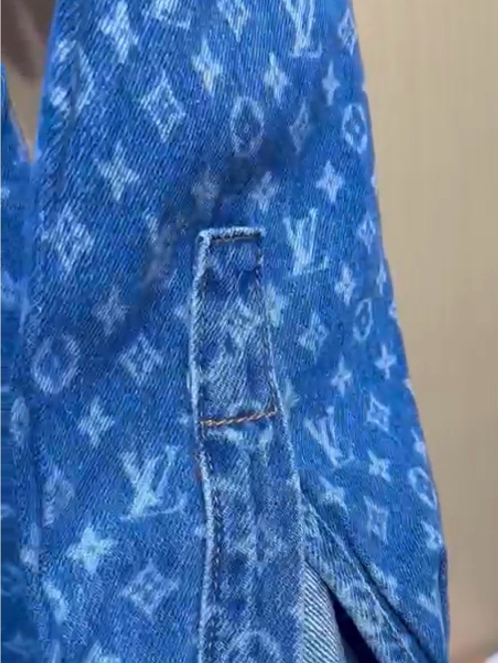 Louis Vuitton Blue Monogram Denim Shirt - Men's